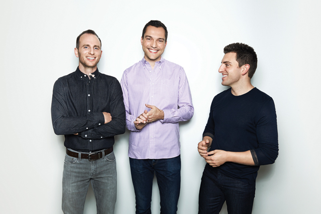  Da esquerda para direita, os fundadores e sócios do Airbnb: Joe Gebbia, Nathan Blecharczyk e Brian Chesky
